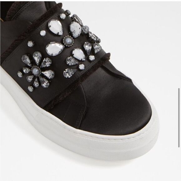ALDO Black Dreaclya Rhineshone Jeweled slip on sneakers 8 - Picture 4 of 16